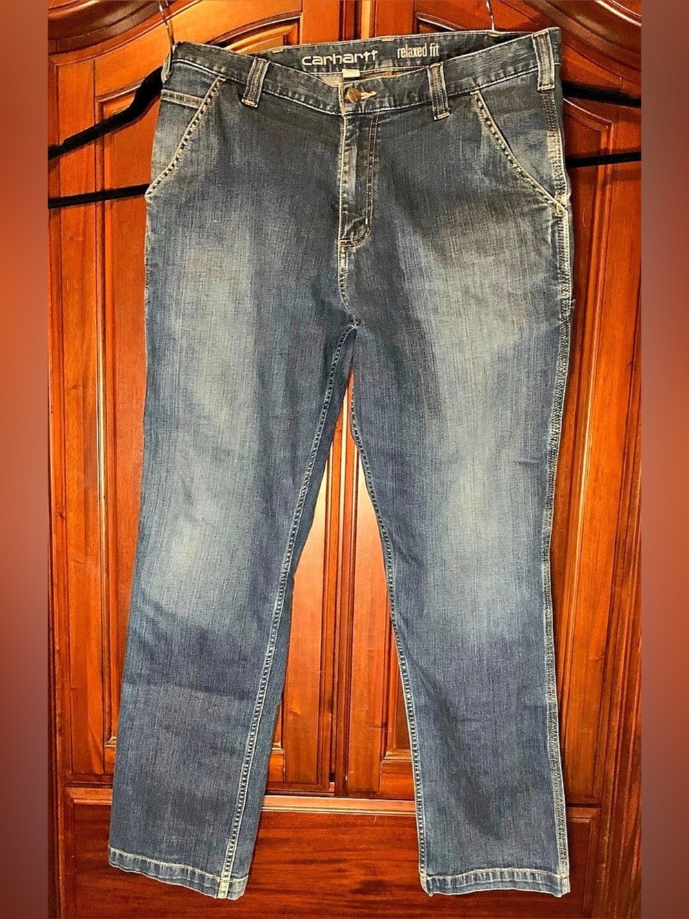 Carhartt Relaxed Fit Denim Work Pants Jeans Blue Waist 36x32